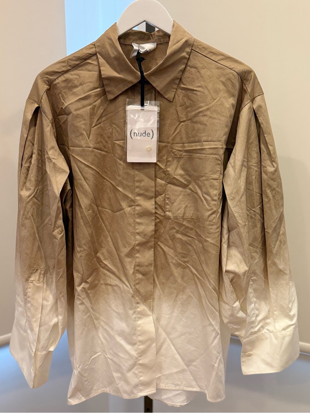 (nude) Long Sleeve Shirt With Faded Dye